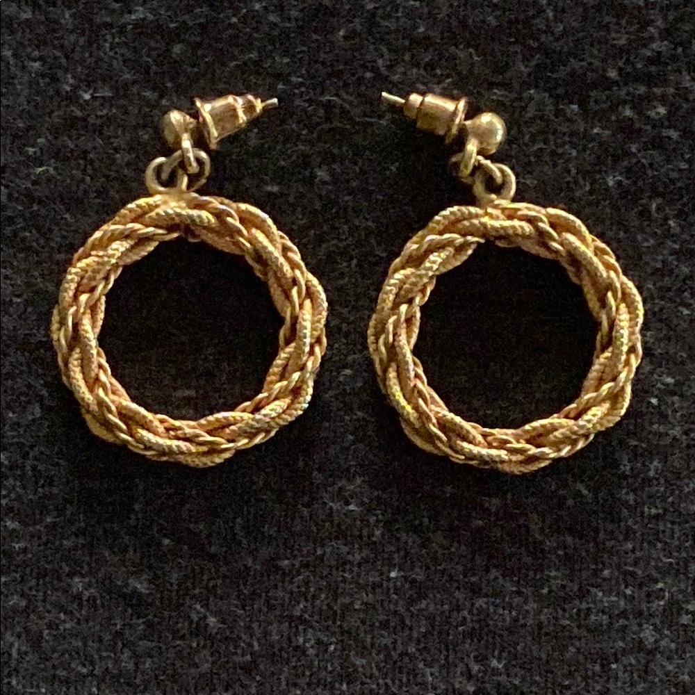Elegant Gold-Tone Braided Hoop Earrings